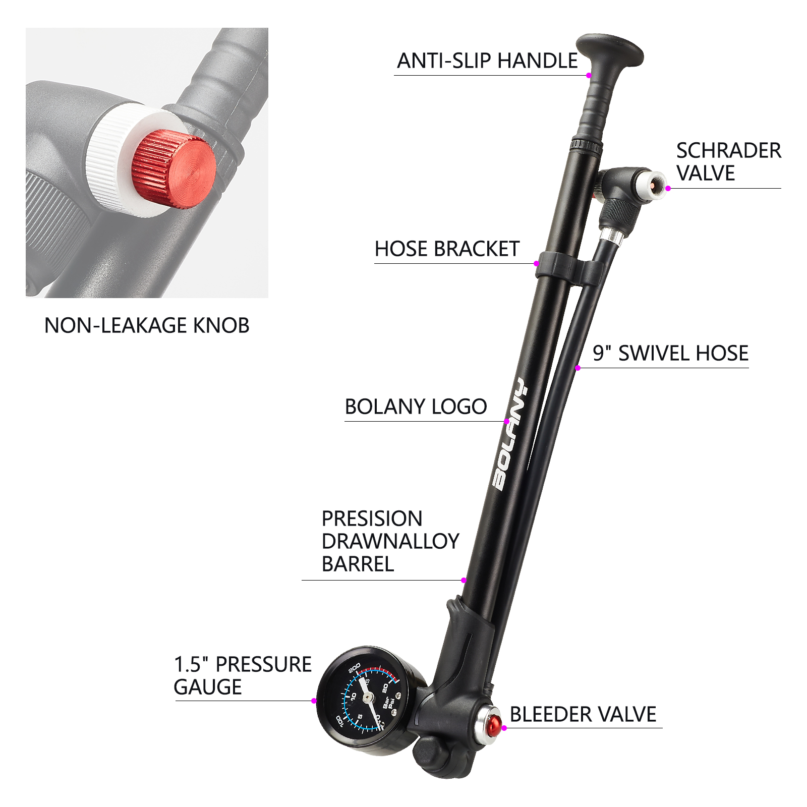 BOLANY Air Shock Pump for Bike – обзор и цена Mtb Fork Air
