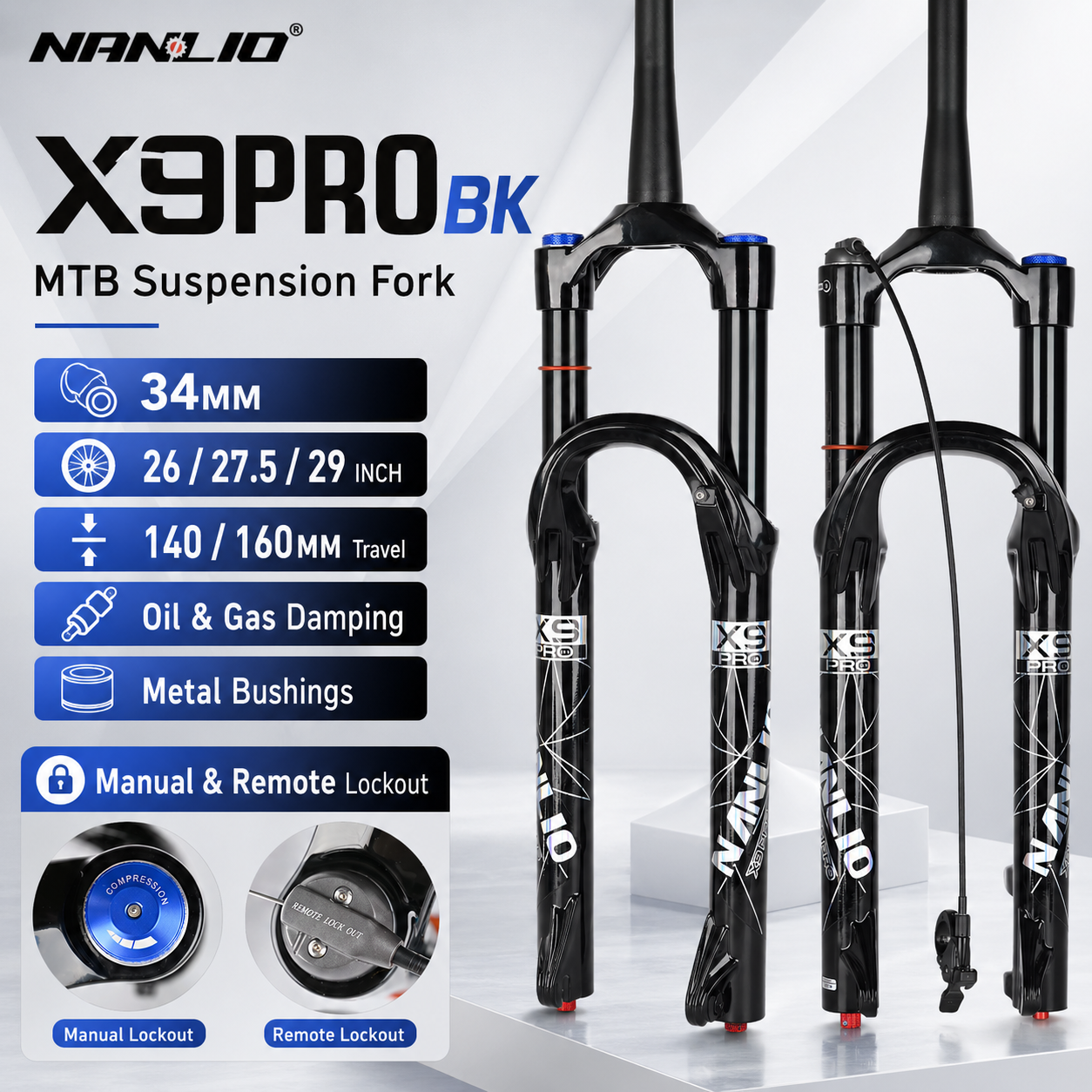 Nanlio X9PRO BK MTB Air Suspen – обзор и цена Mtb Fork Air