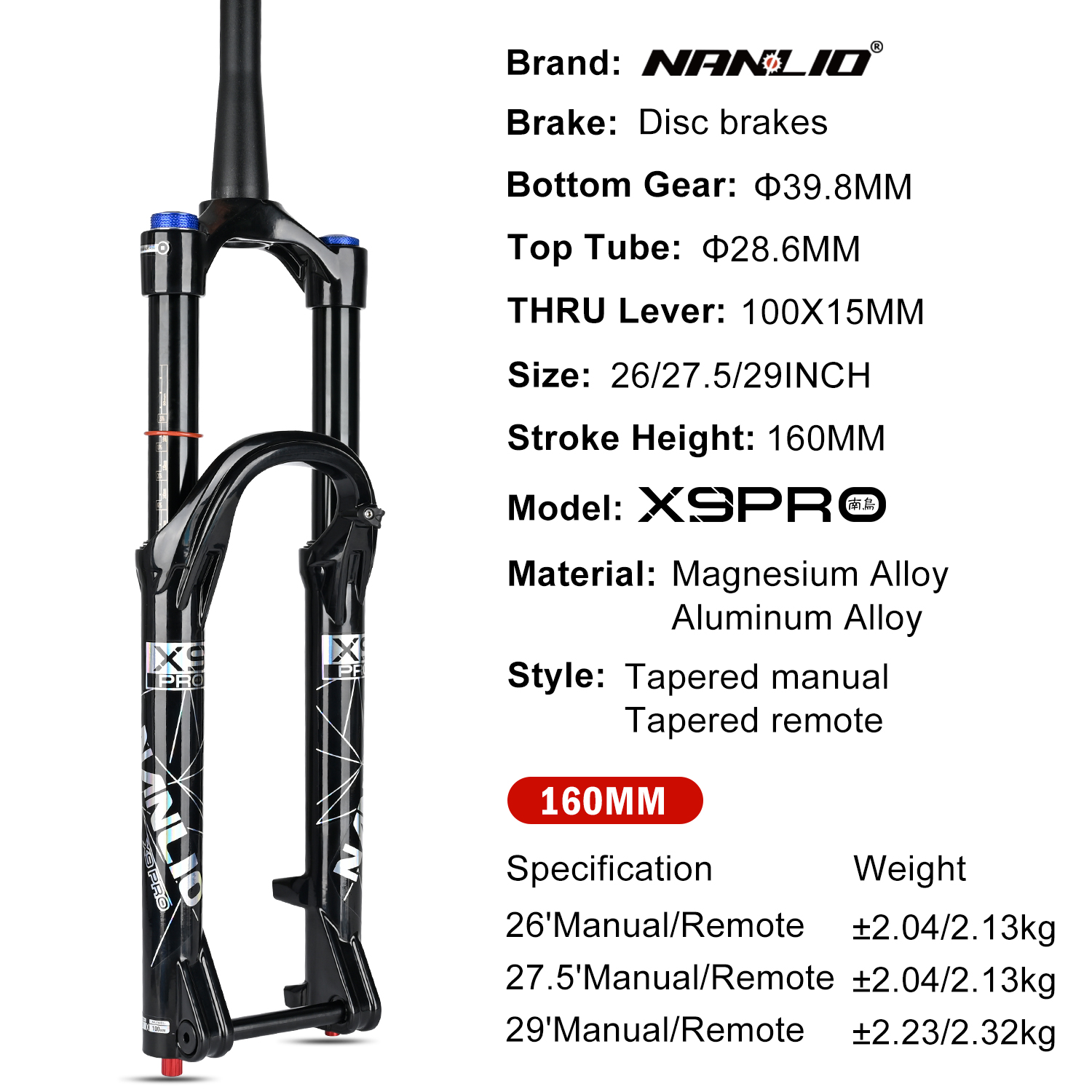 Nanlio X9PRO BK MTB Air Suspen – обзор и цена Mtb Fork Air
